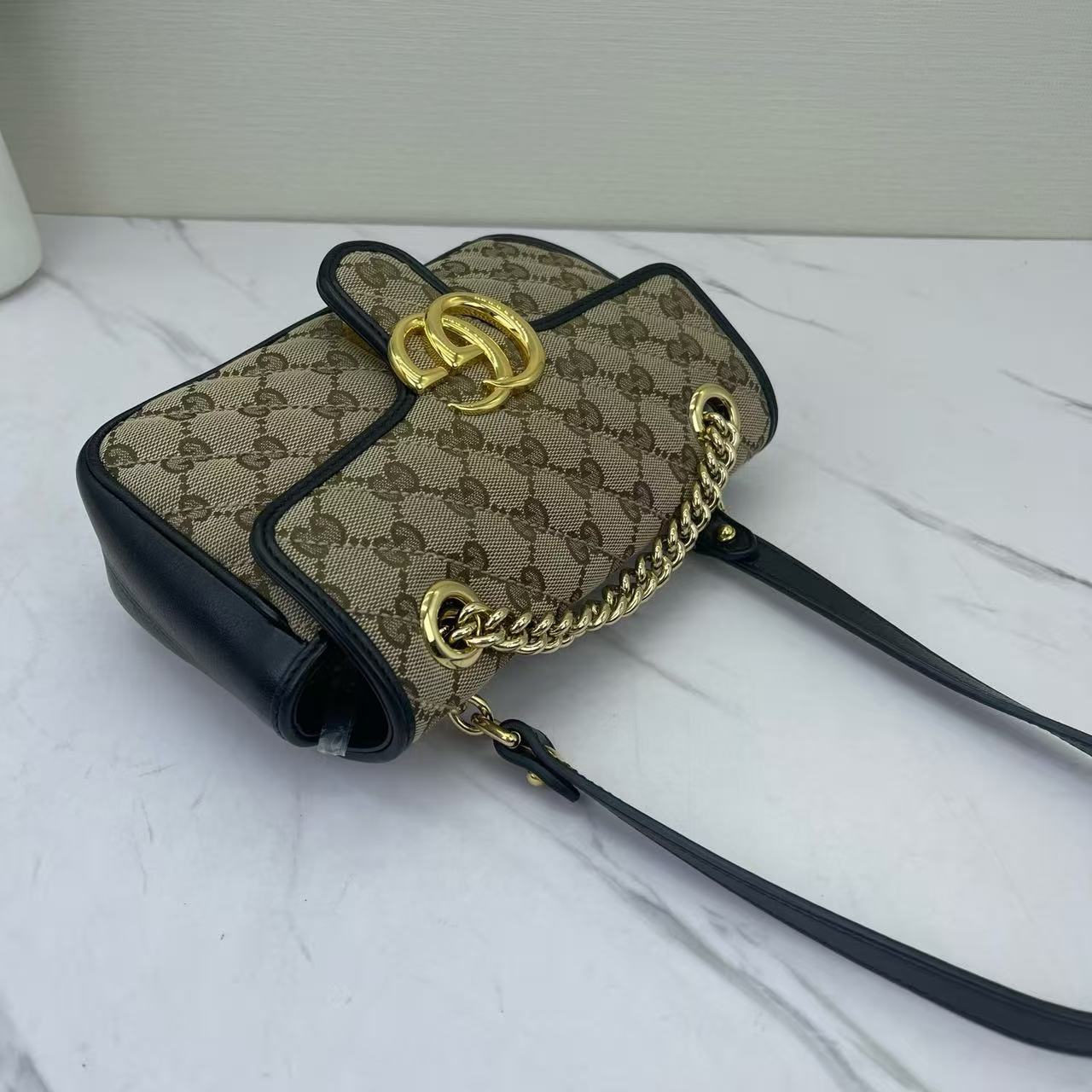 Gucci - Marmont - GG Supreme coated canvas and leather - Beige, Black - (mini)