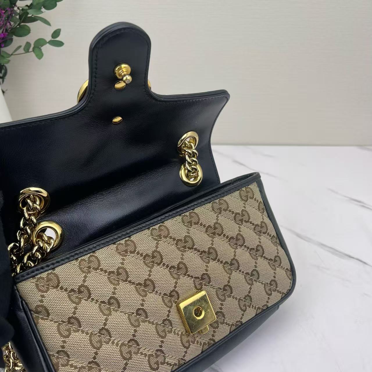 Gucci - Marmont - GG Supreme coated canvas and leather - Beige, Black - (mini)