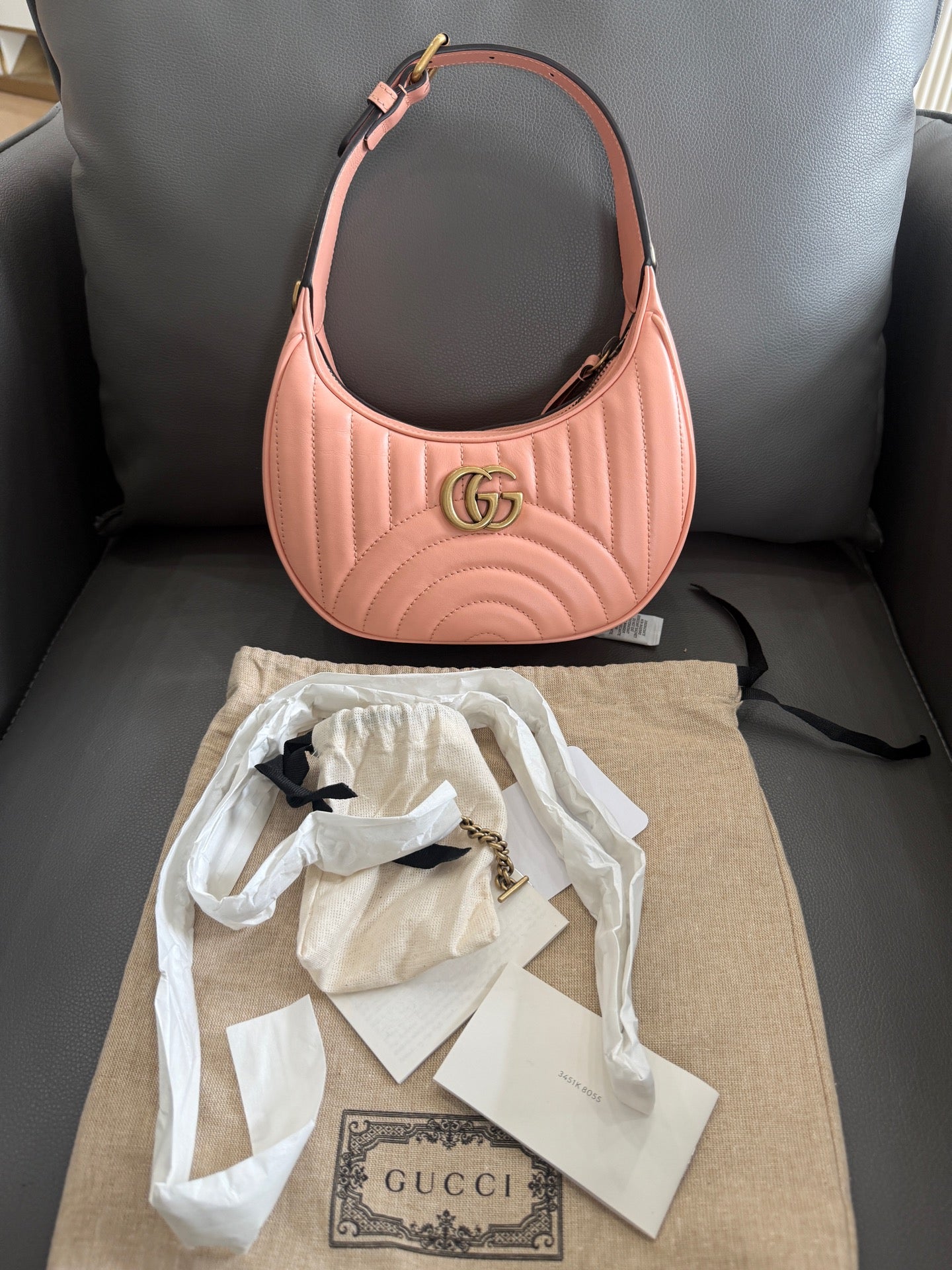 Gucci - Marmont Half Moon Mini Bag - Leather - Pink - (mini)