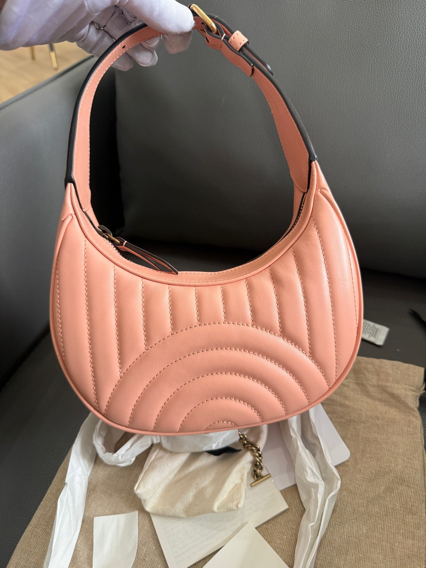 Gucci - Marmont Half Moon Mini Bag - Leather - Pink - (mini)