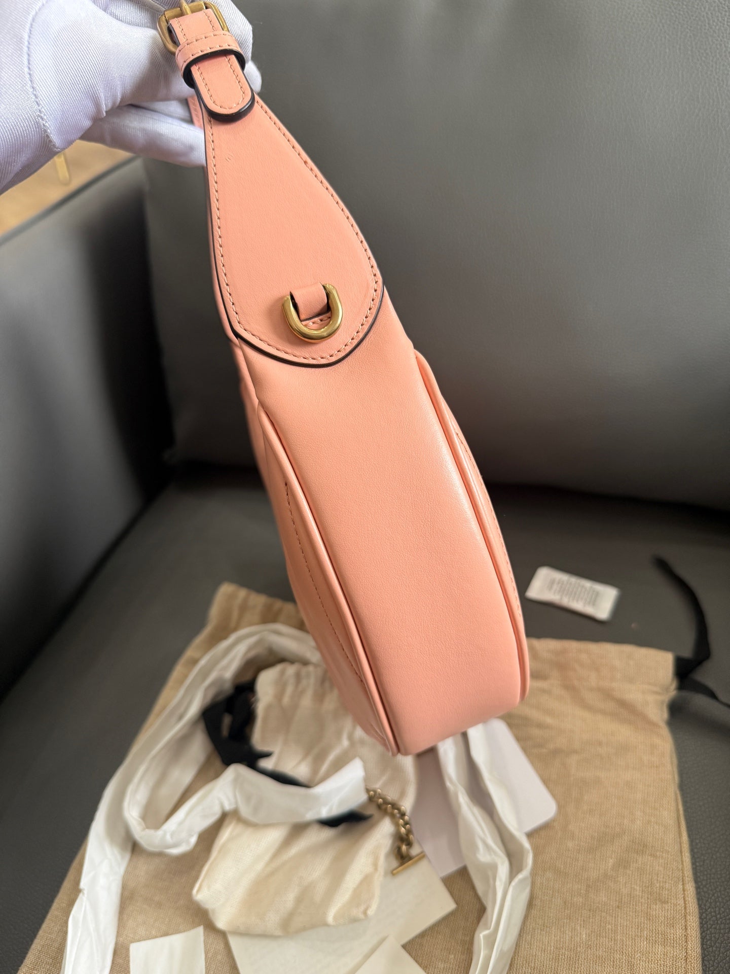 Gucci - Marmont Half Moon Mini Bag - Leather - Pink - (mini)