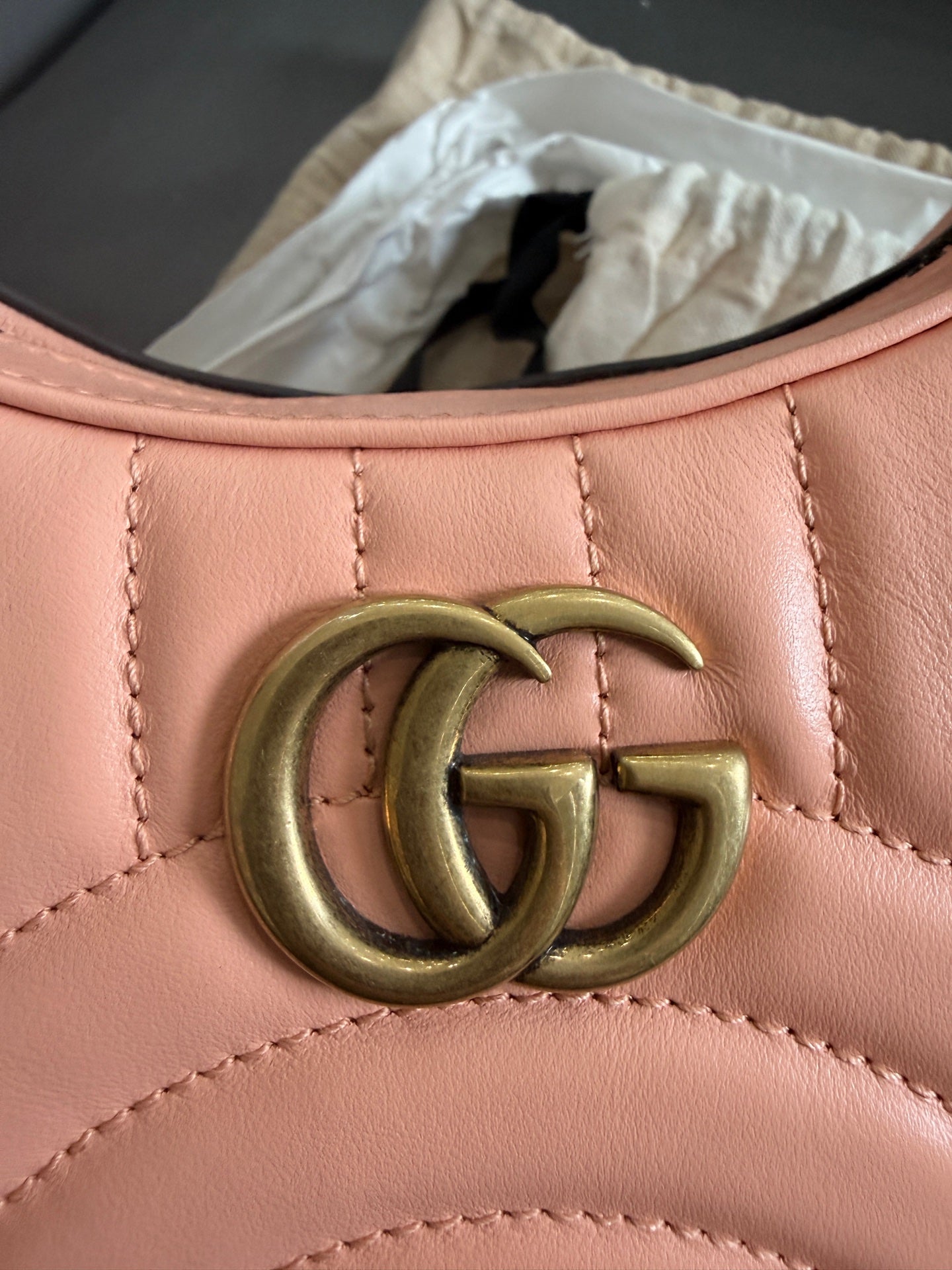 Gucci - Marmont Half Moon Mini Bag - Leather - Pink - (mini)