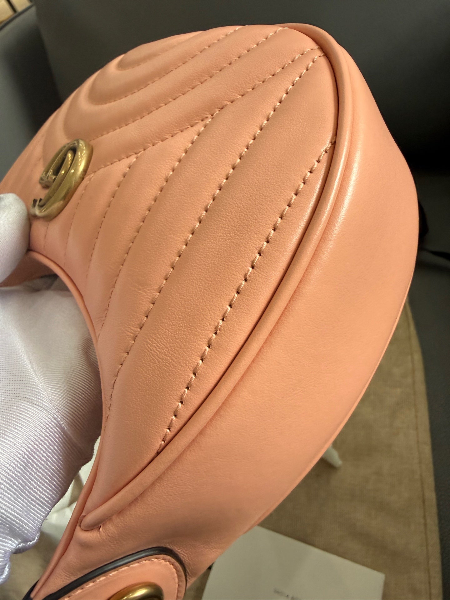 Gucci - Marmont Half Moon Mini Bag - Leather - Pink - (mini)