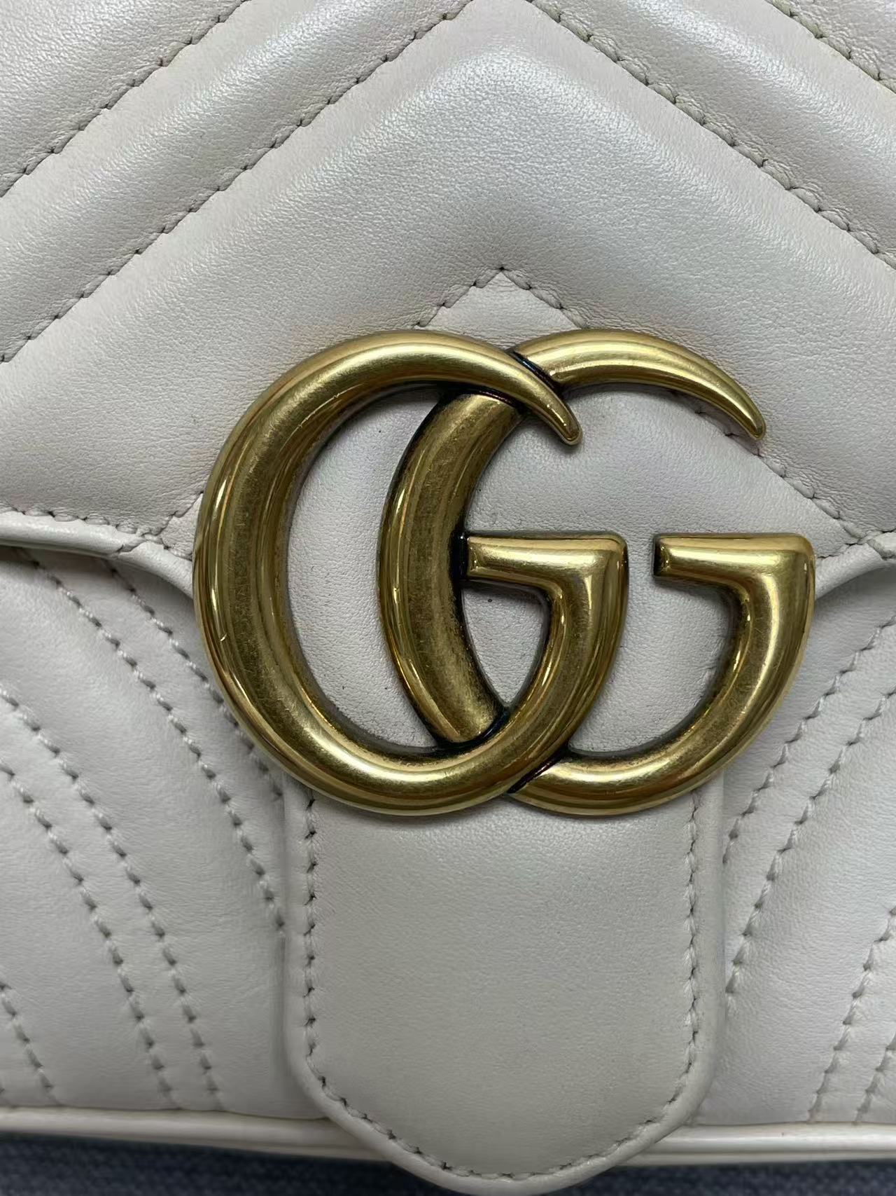 Gucci - Marmont Matelassé Mini - Leather - White with Antiqued Gold-Tone Hardware - (mini)