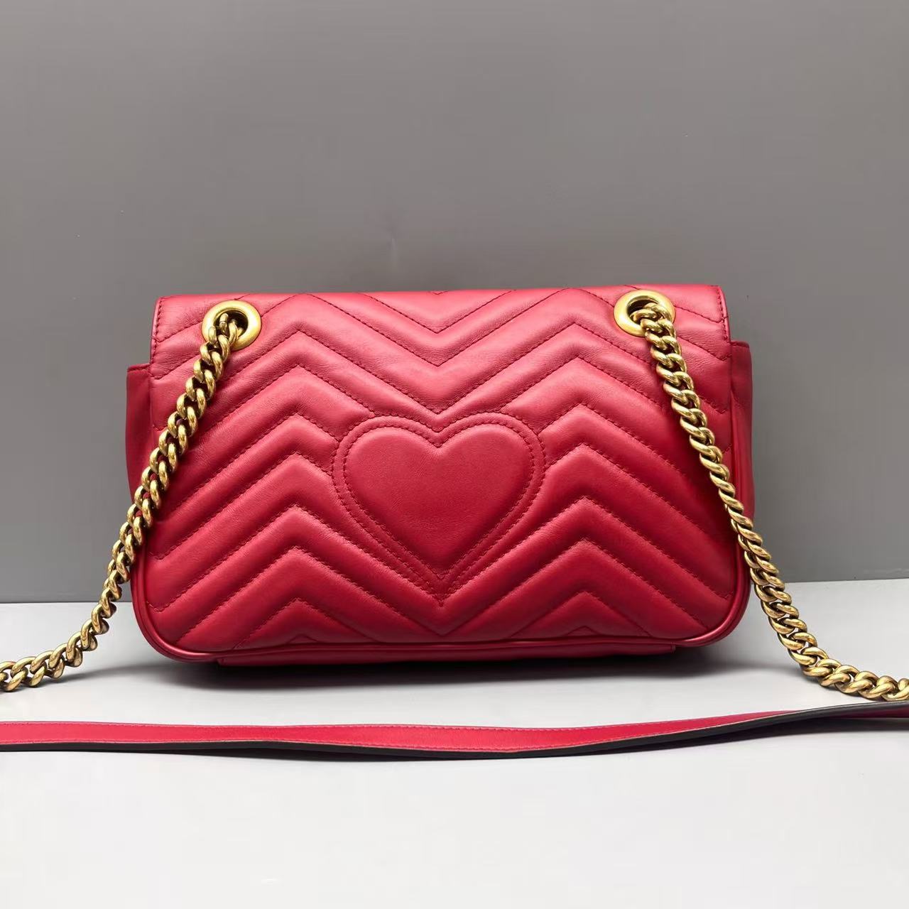 Gucci - Marmont Matelassé Shoulder Bag - Leather - Red - (Medium)