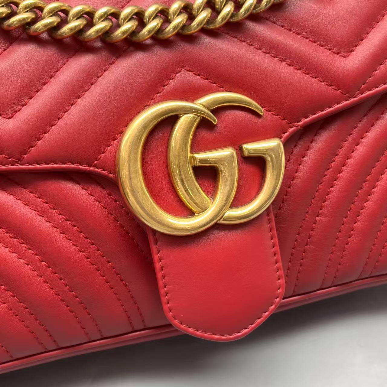 Gucci - Marmont Matelassé Shoulder Bag - Leather - Red - (Medium)