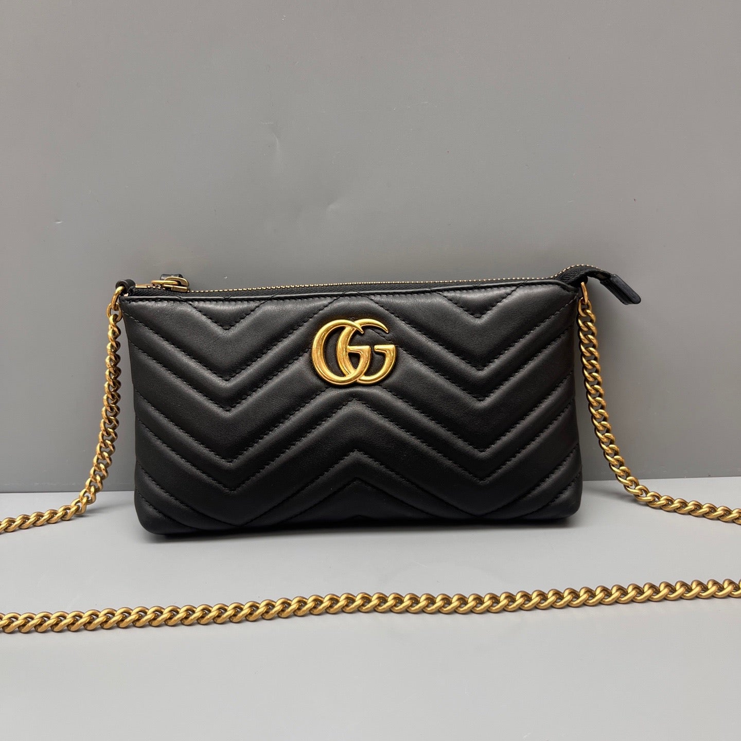 Gucci - Marmont Matelassé Wallet on Chain - Leather - Black - (mini)