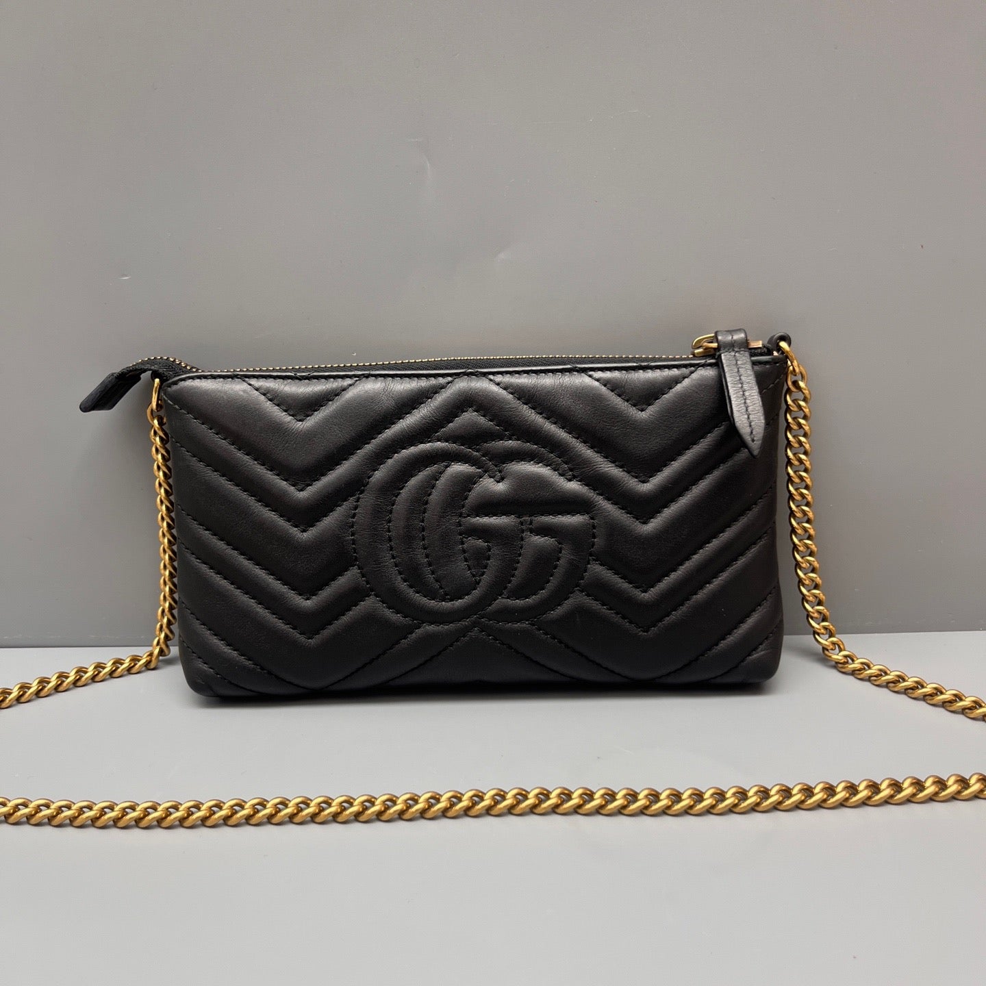 Gucci - Marmont Matelassé Wallet on Chain - Leather - Black - (mini)