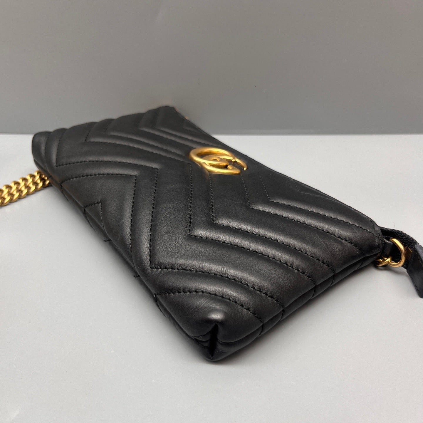Gucci - Marmont Matelassé Wallet on Chain - Leather - Black - (mini)