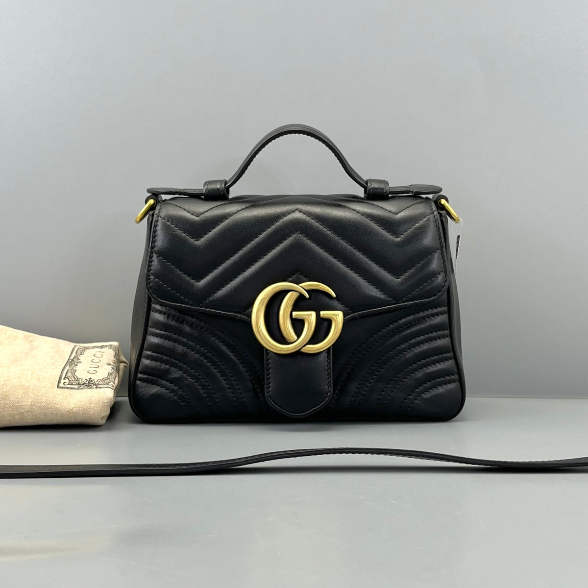 Gucci - Marmont Messenger Mini - Leather - Black - (mini)
