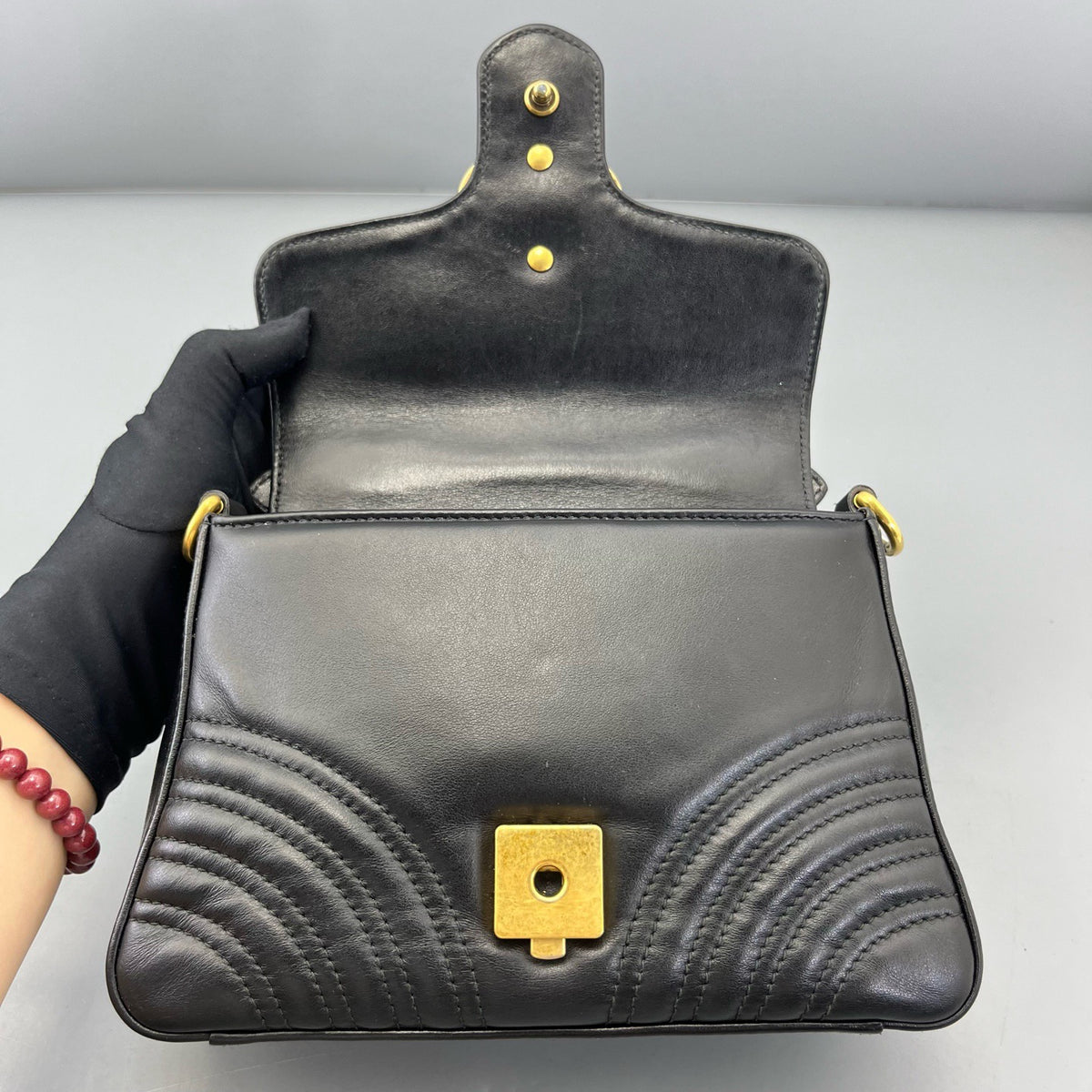 Gucci - Marmont Messenger Mini - Leather - Black - (mini)