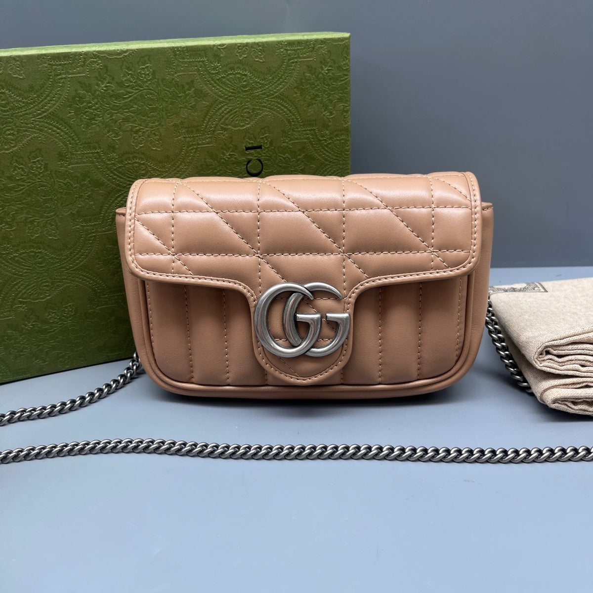 Gucci - Marmont Mini Chain Bag - Leather - Beige - (mini)