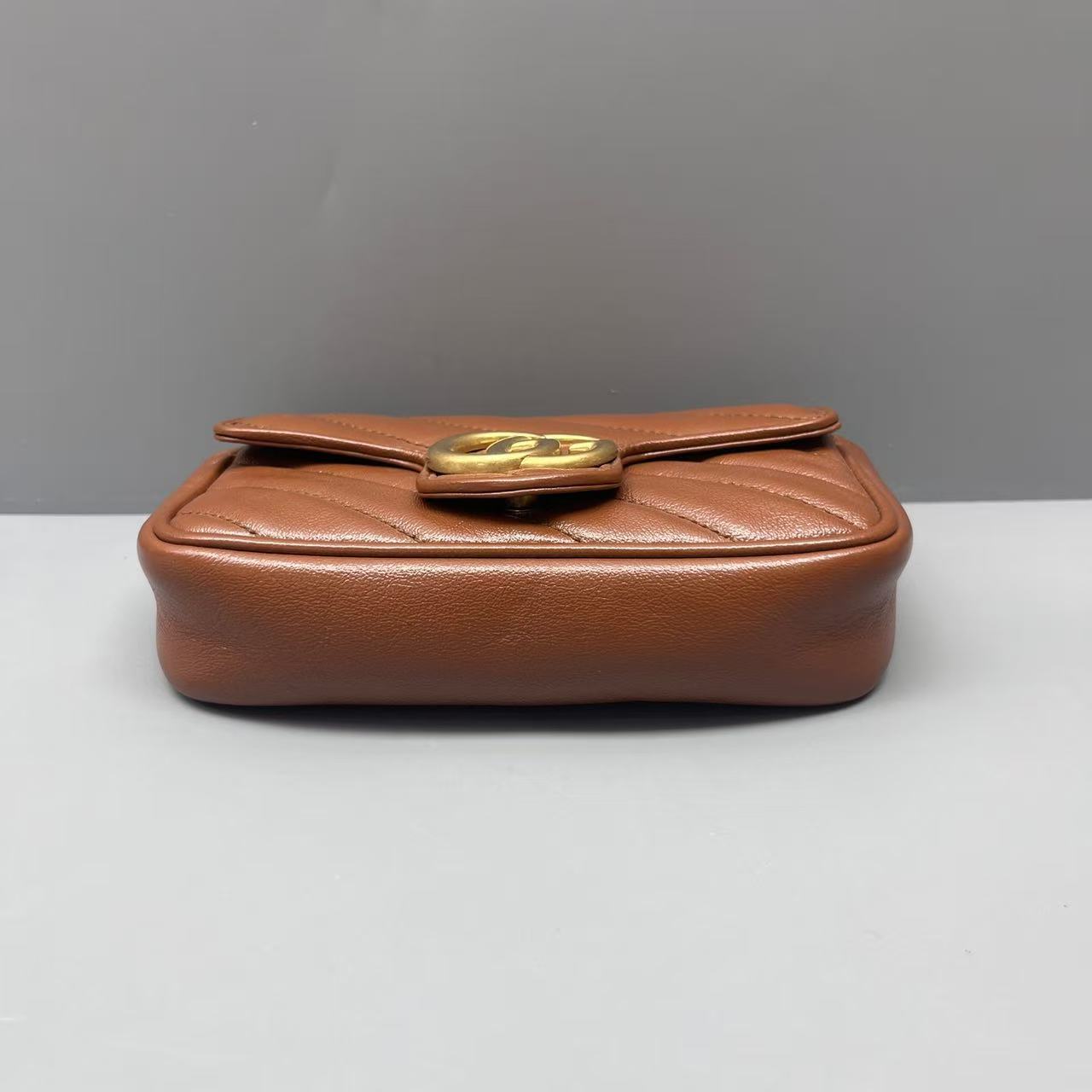 Gucci - Marmont Mini Chain Bag - Leather - Camel - (mini)
