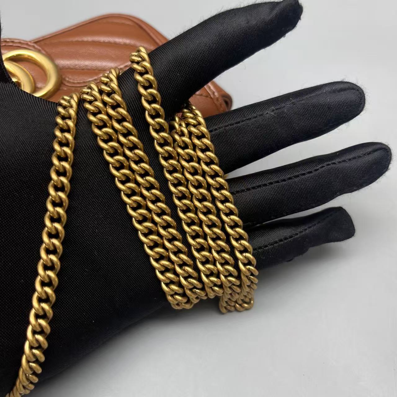 Gucci - Marmont Mini Chain Bag - Leather - Camel - (mini)