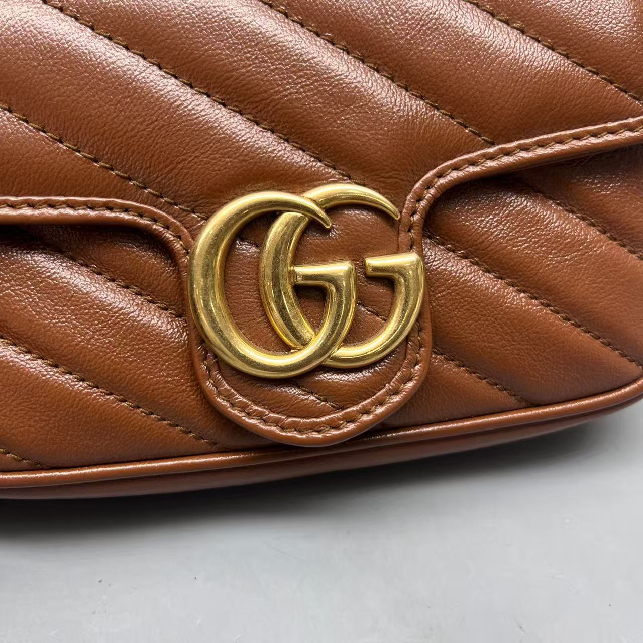 Gucci - Marmont Mini Chain Bag - Leather - Camel - (mini)