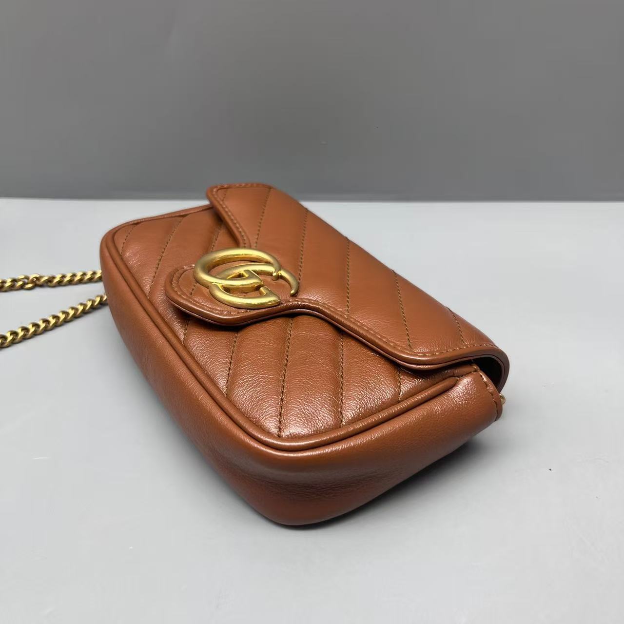 Gucci - Marmont Mini Chain Bag - Leather - Camel - (mini)