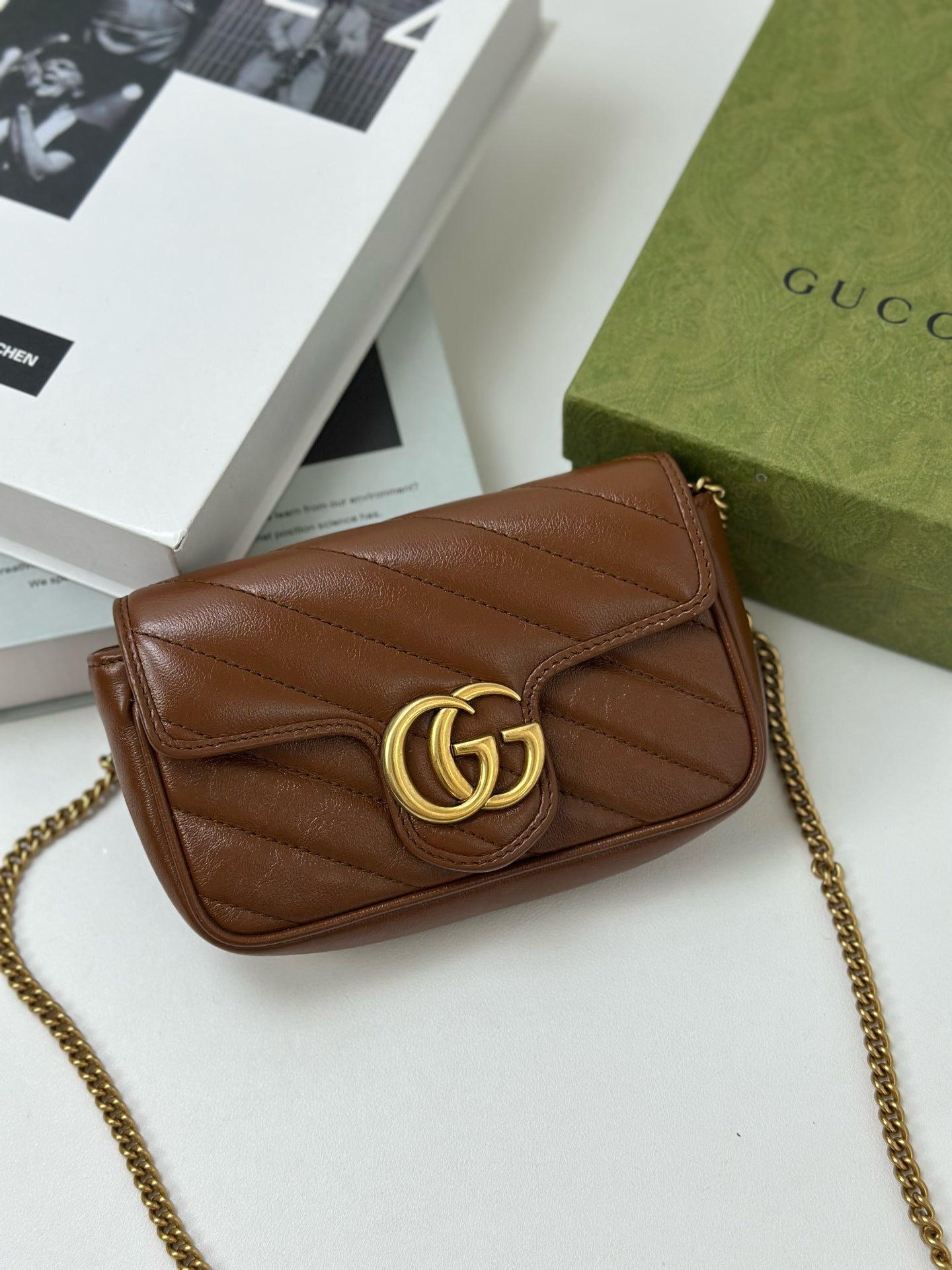 Gucci - Marmont Mini - Leather - Brown - (mini)