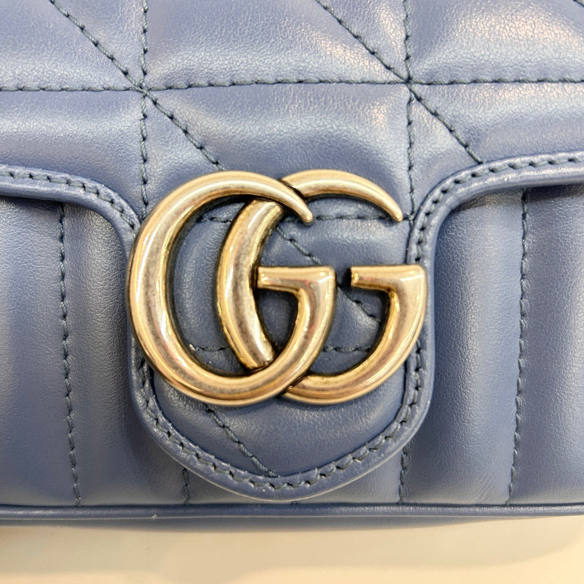 Gucci - Marmont Mini Shoulder Bag - Leather - Blue - (mini)