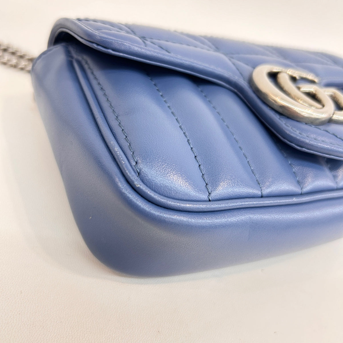 Gucci - Marmont Mini Shoulder Bag - Leather - Blue - (mini)