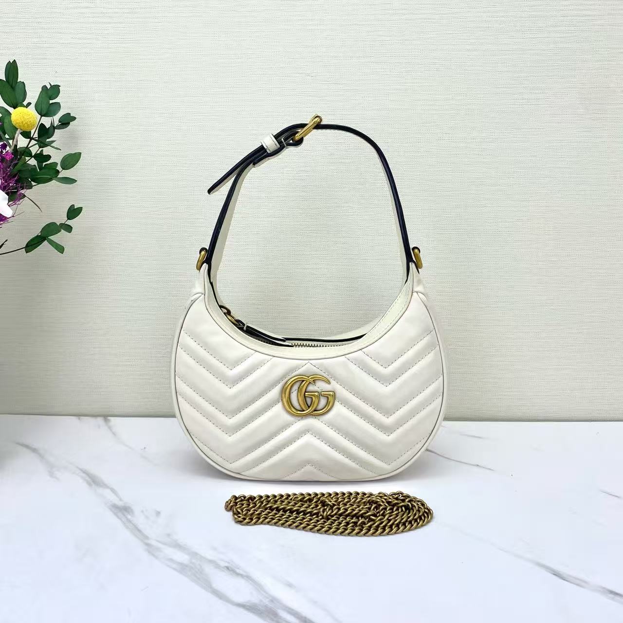 Gucci - Marmont Moon Bag - Leather - White - (Mini)