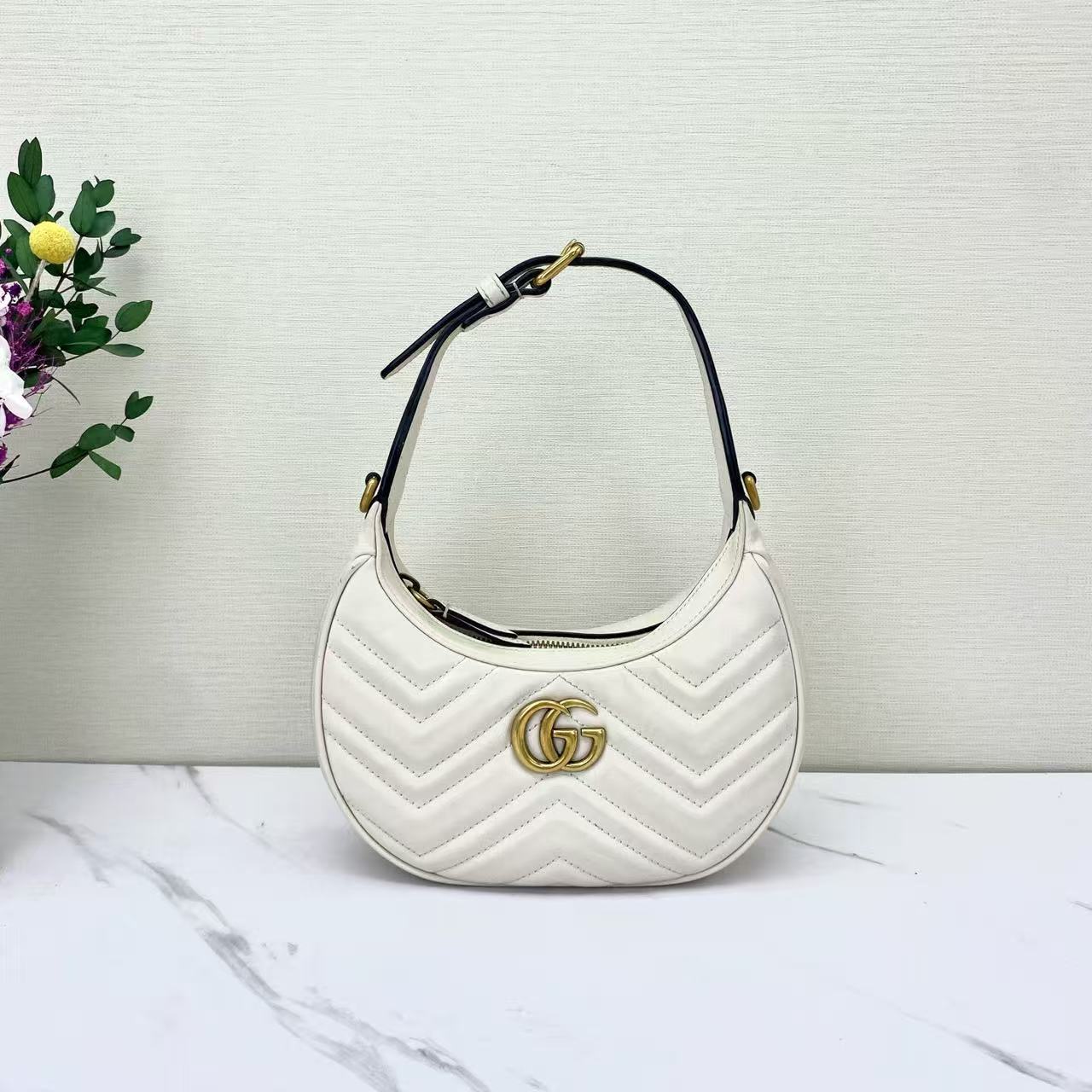 Gucci - Marmont Moon Bag - Leather - White - (Mini)