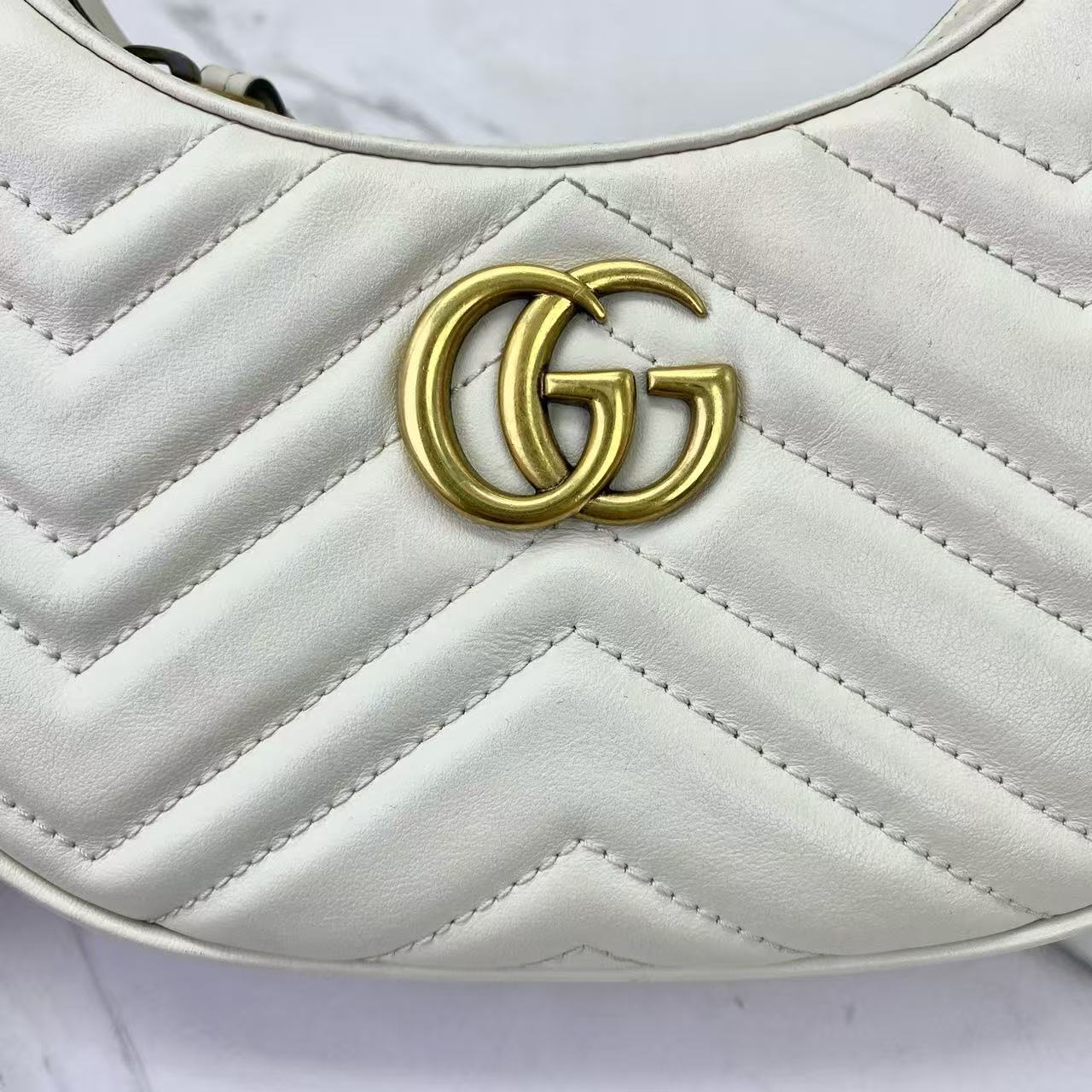 Gucci - Marmont Moon Bag - Leather - White - (Mini)