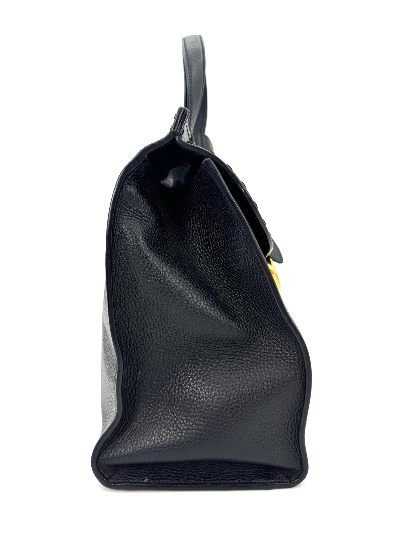 Gucci - Marmont Top Handle Bag - Grained Leather - Black - (Large)