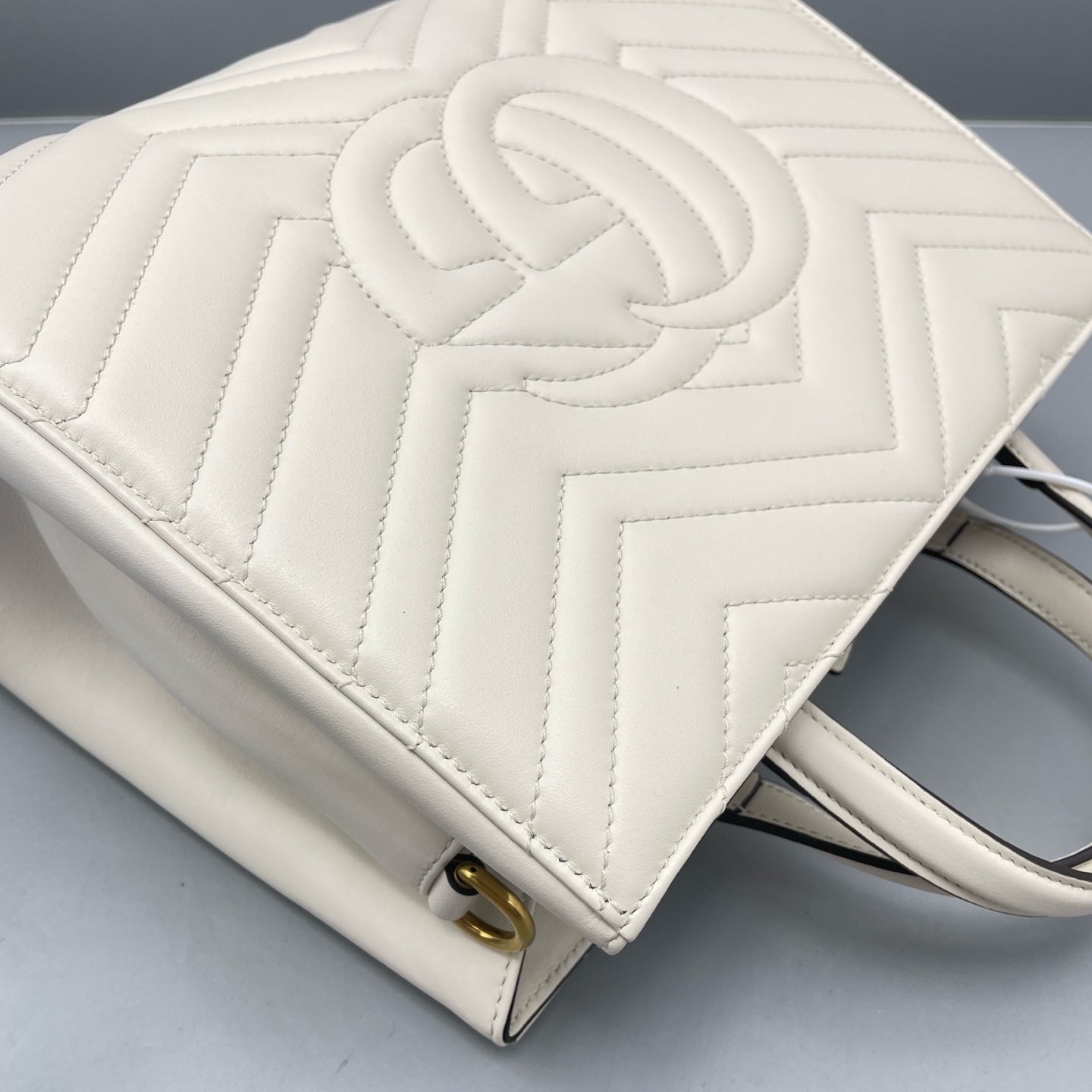Gucci - Marmont Top Handle Bag - Leather - White - (medium)