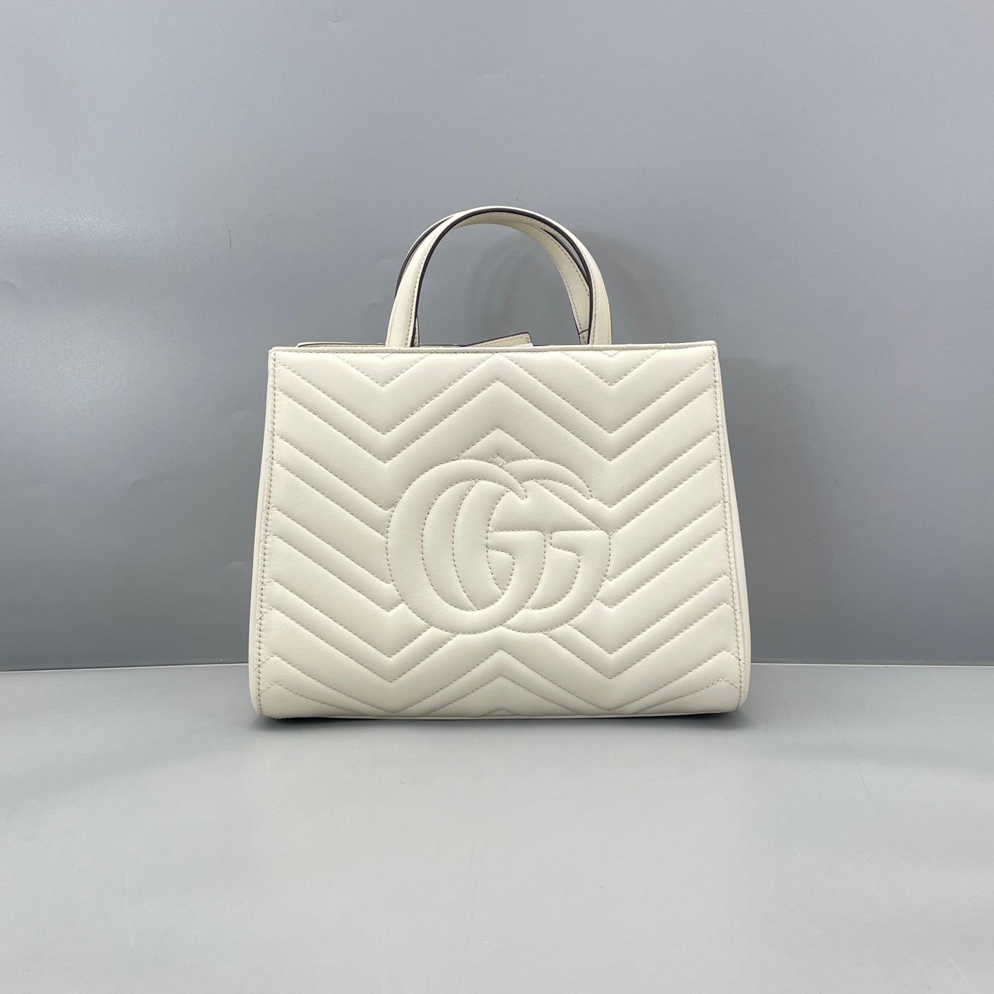 Gucci - Marmont Top Handle Bag - Leather - White - (medium)