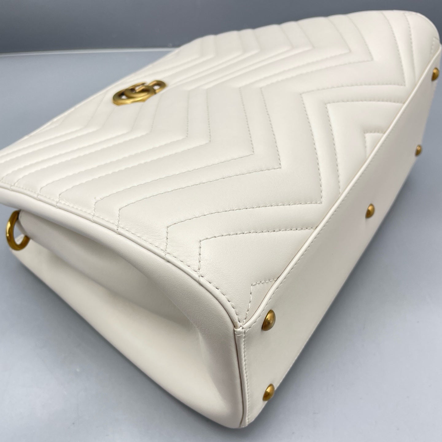 Gucci - Marmont Top Handle Bag - Leather - White - (medium)