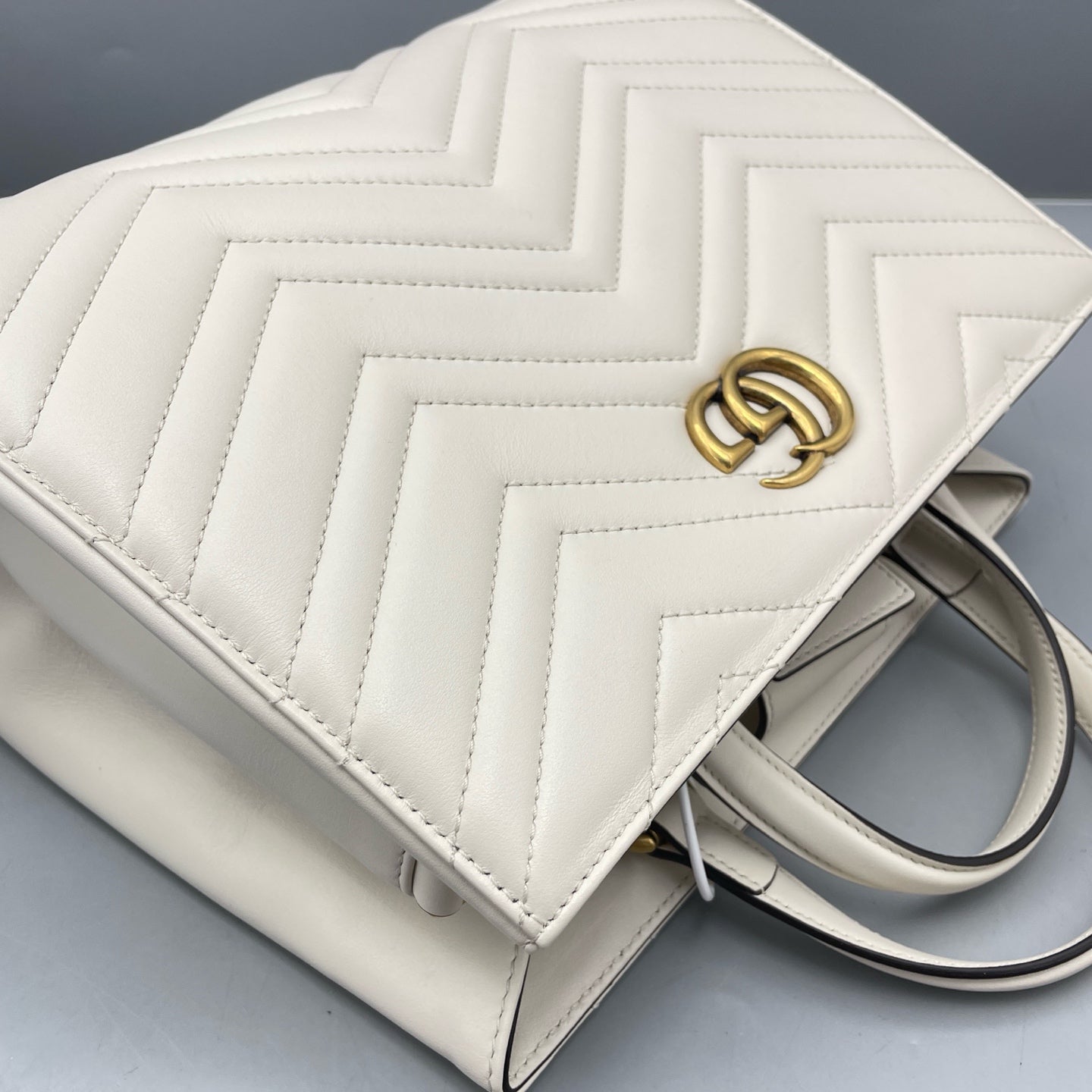 Gucci - Marmont Top Handle Bag - Leather - White - (medium)