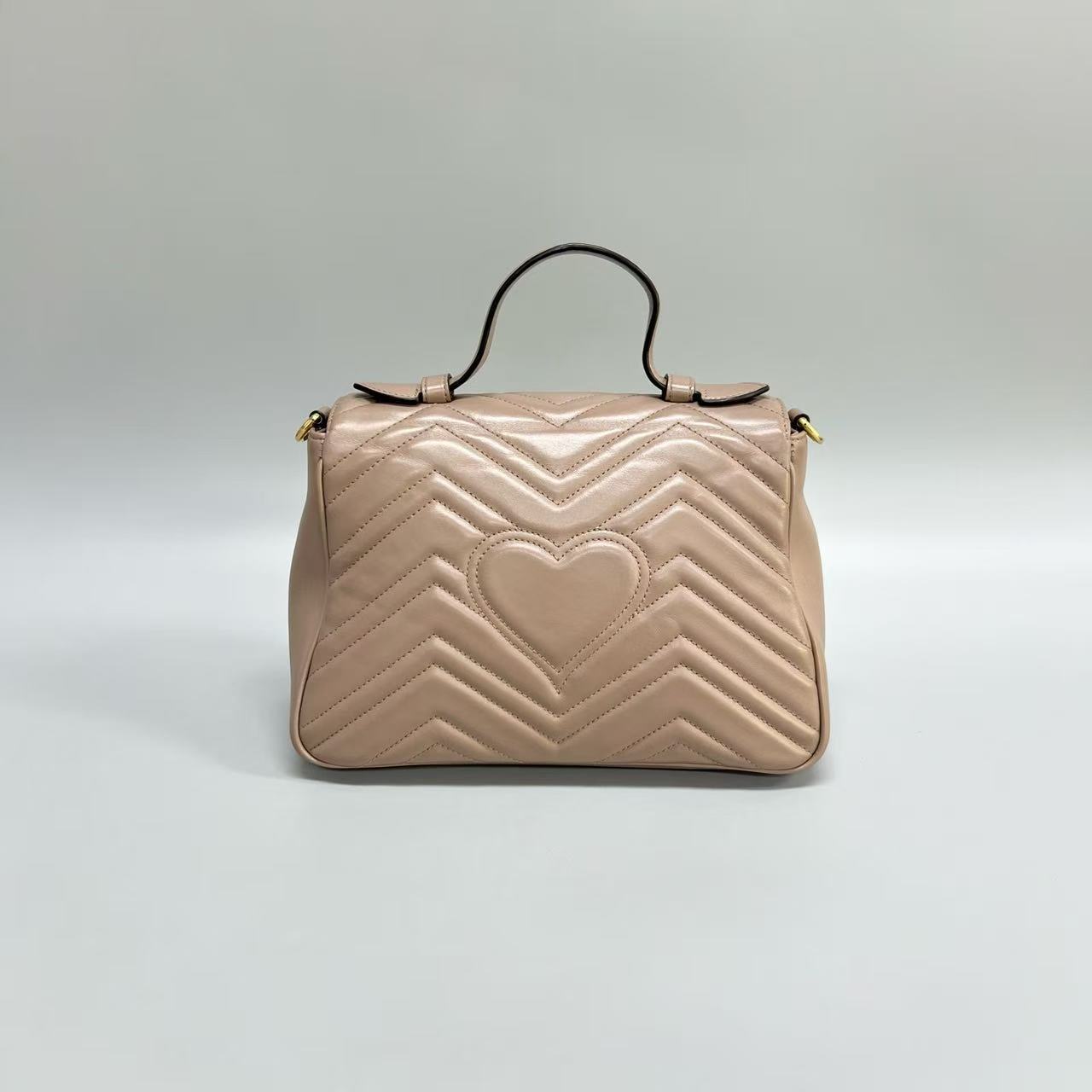 Gucci - Marmont Top Handle Messenger Bag - Leather - Beige - (medium)