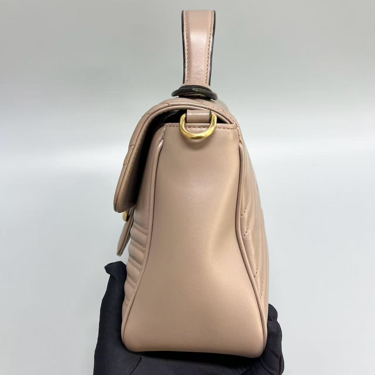 Gucci - Marmont Top Handle Messenger Bag - Leather - Beige - (medium)