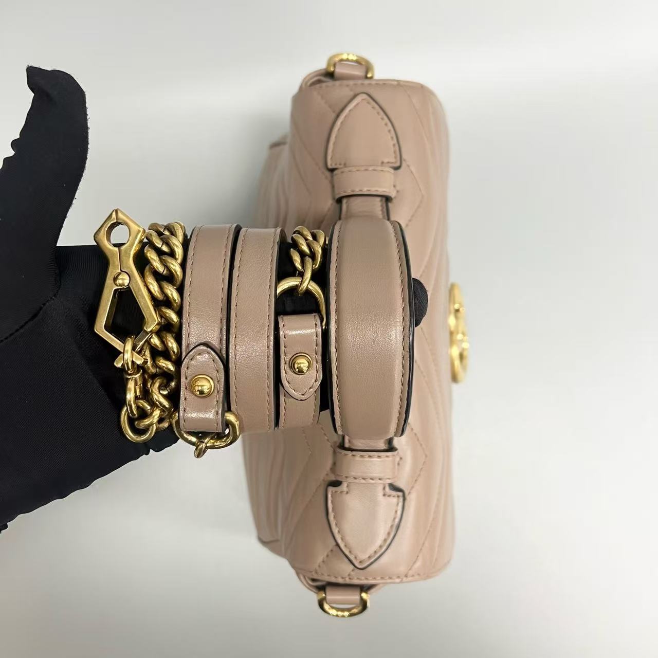 Gucci - Marmont Top Handle Messenger Bag - Leather - Beige - (medium)