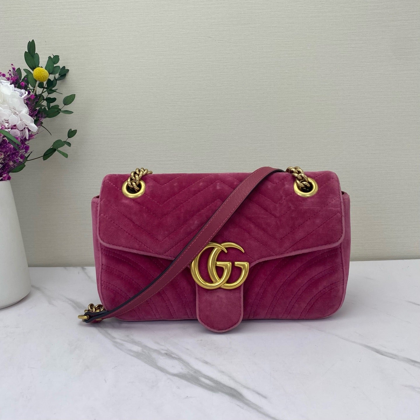 Gucci - Marmont - Velvet - Pink - (medium)