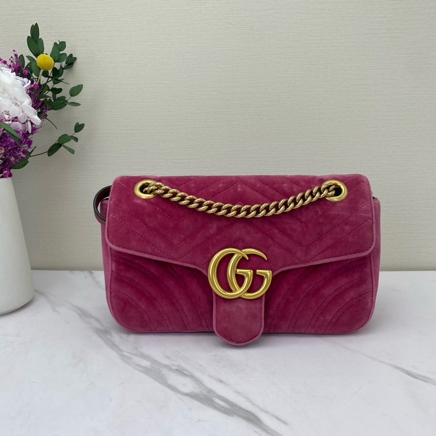 Gucci - Marmont - Velvet - Pink - (medium)
