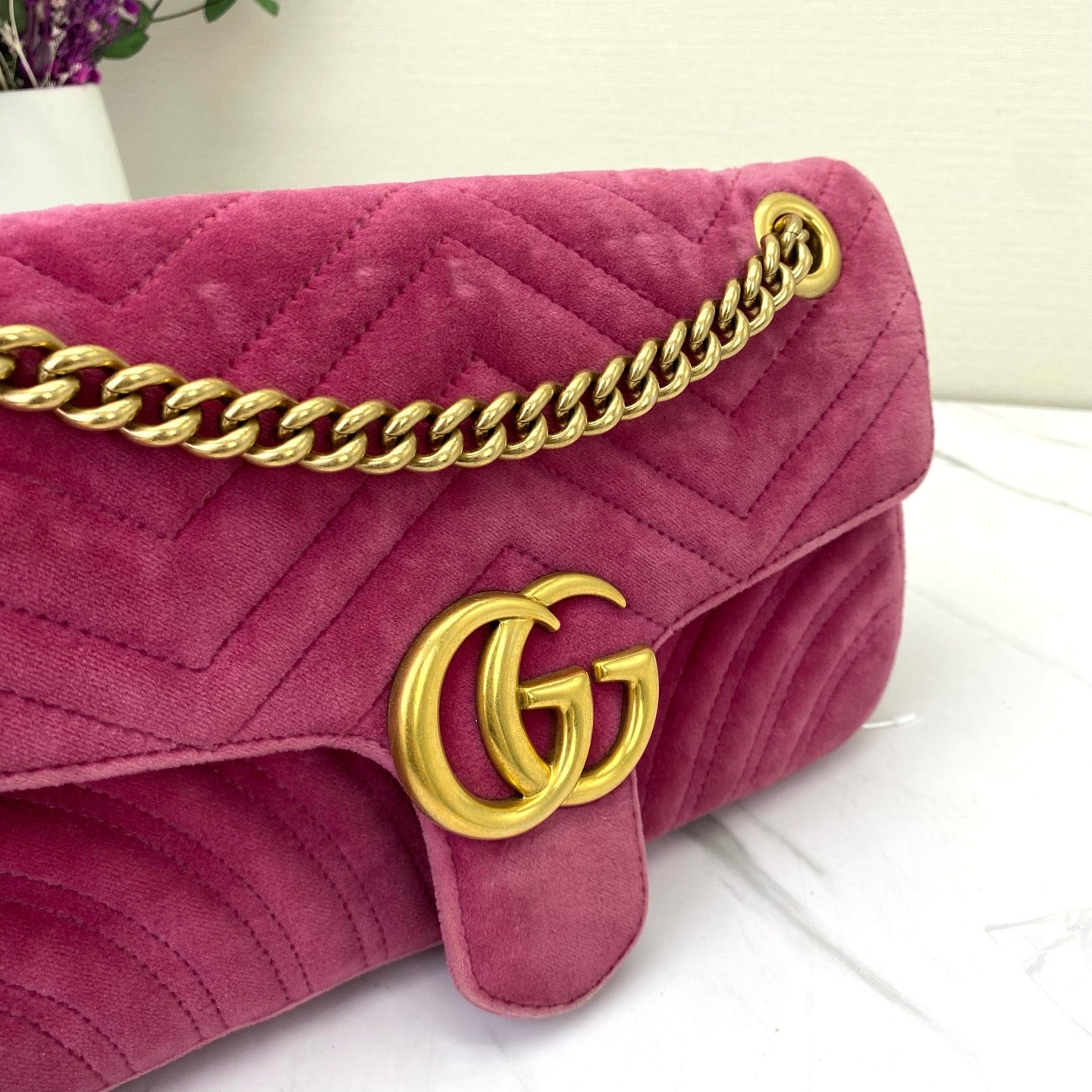 Gucci - Marmont - Velvet - Pink - (medium)