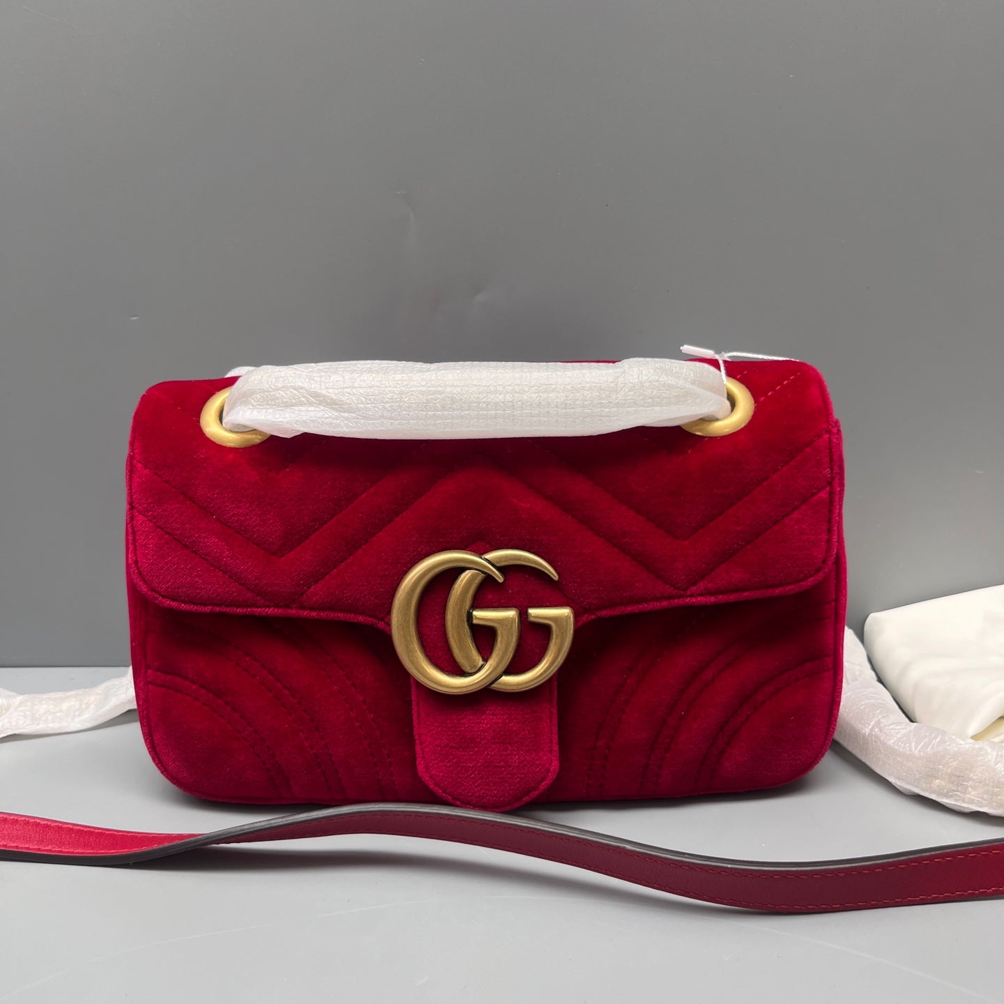 Gucci - Marmont - Velvet - Red - (small)