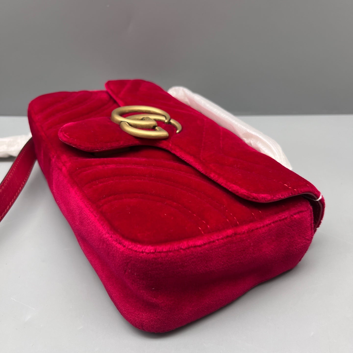 Gucci - Marmont - Velvet - Red - (small)