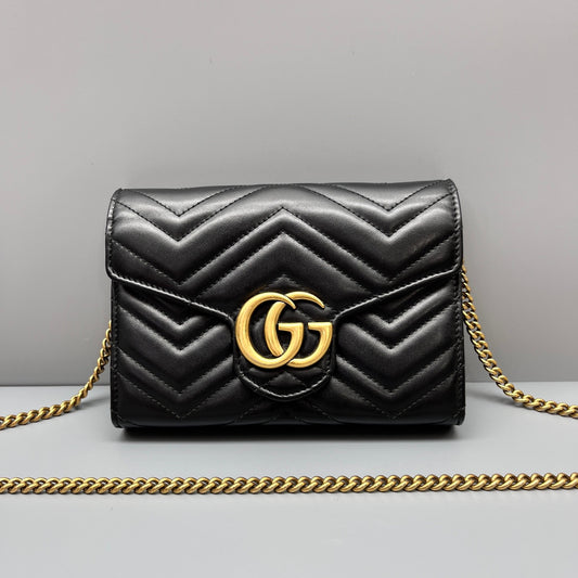 Gucci - Marmont Wallet on Chain (WOC) - Leather - Black - (mini)