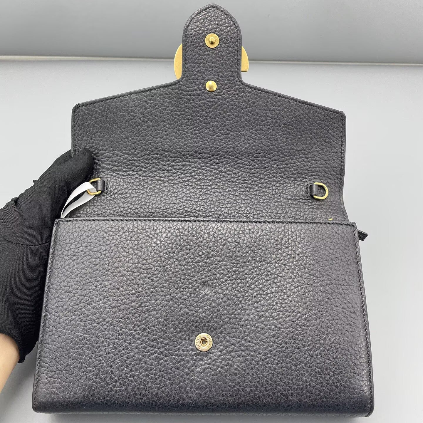 Gucci - Marmont WOC (Wallet on Chain) - Grained leather - Black with Gold-Tone Hardware - (mini)