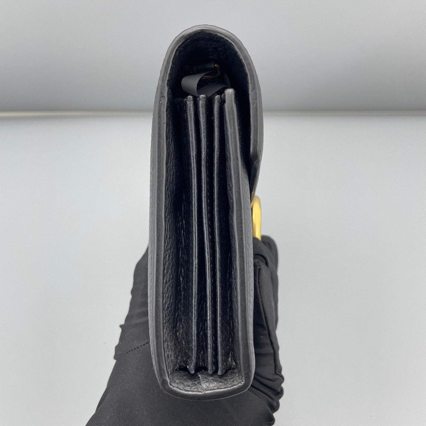Gucci - Marmont WOC (Wallet on Chain) - Grained leather - Black with Gold-Tone Hardware - (mini)