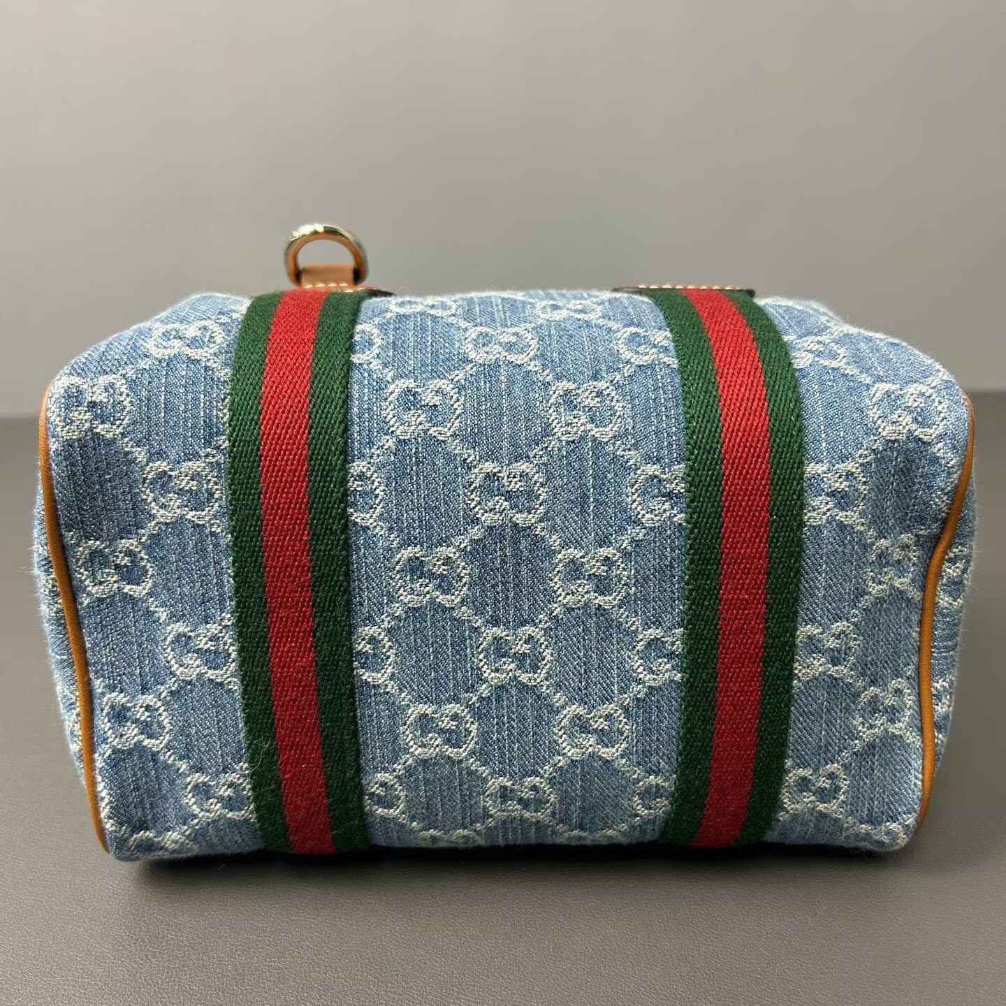 Gucci - Mini Boston - Denim with leather trim - Blue with brown, red, and green accents - (mini)