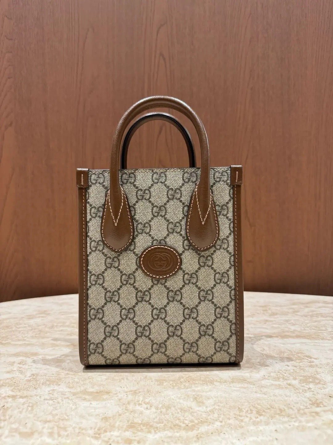 Gucci - Mini Tote Bag with Interlocking G - Synthetic - Beige - (mini)