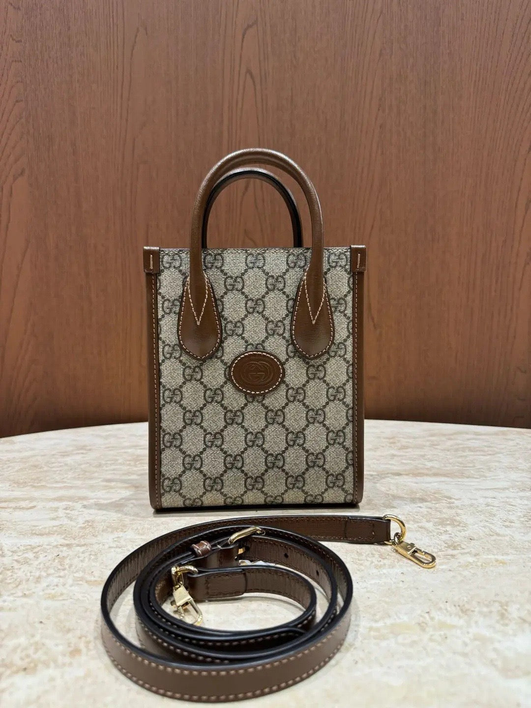 Gucci - Mini Tote Bag with Interlocking G - Synthetic - Beige - (mini)
