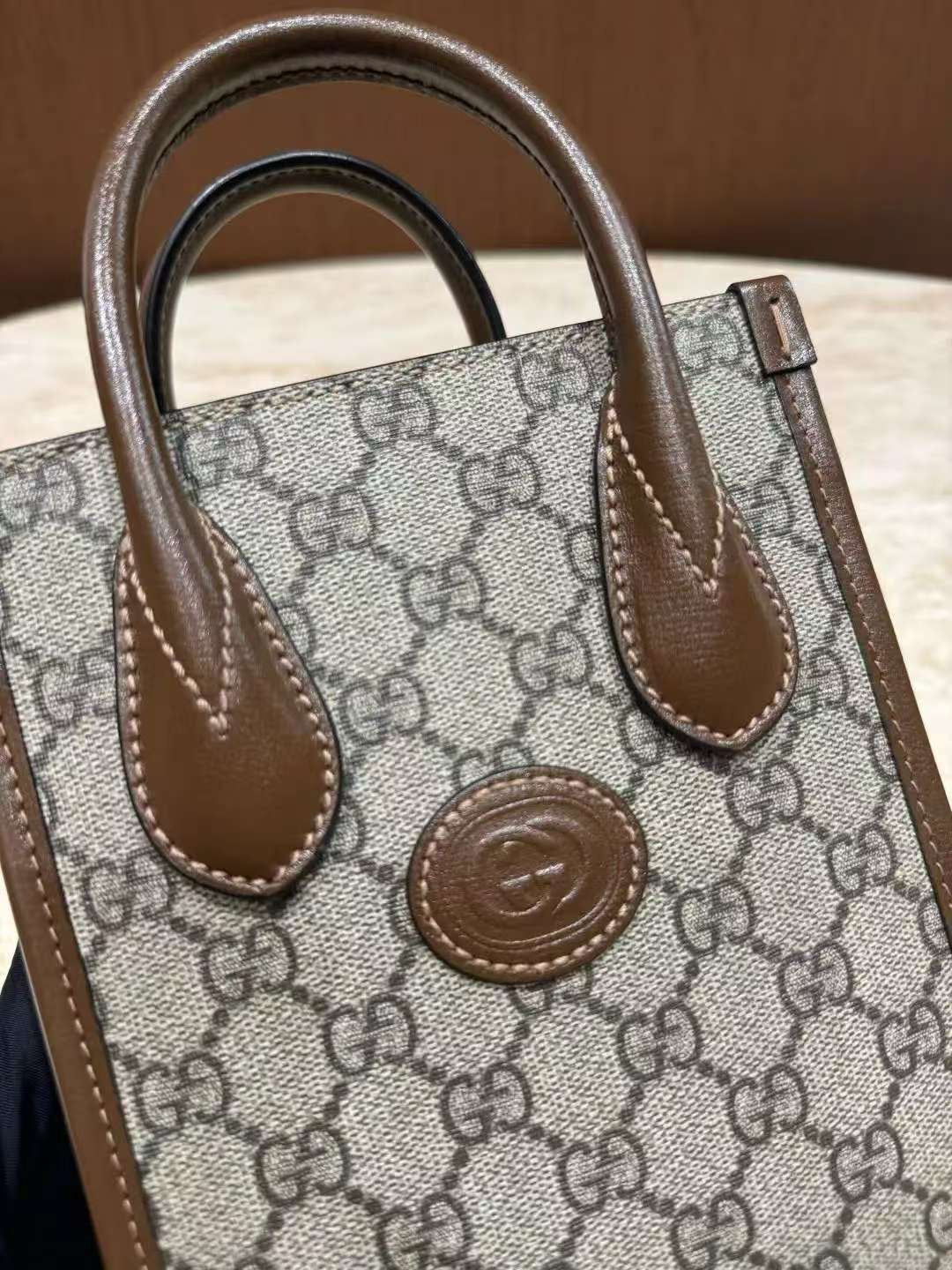 Gucci - Mini Tote Bag with Interlocking G - Synthetic - Beige - (mini)