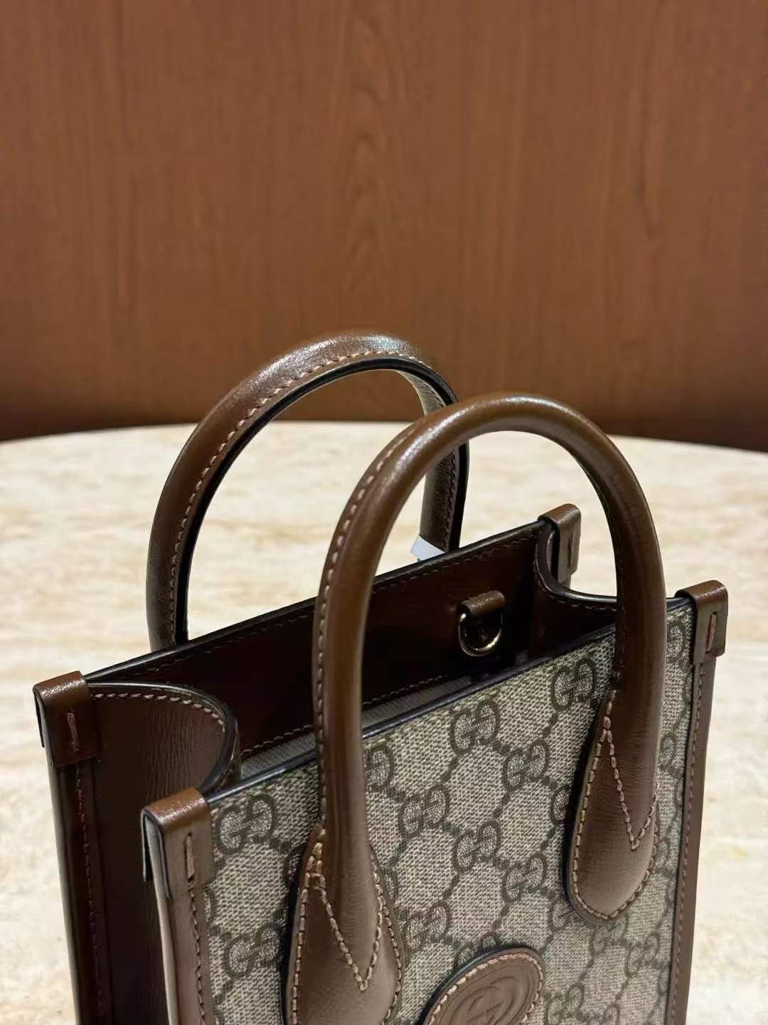 Gucci - Mini Tote Bag with Interlocking G - Synthetic - Beige - (mini)