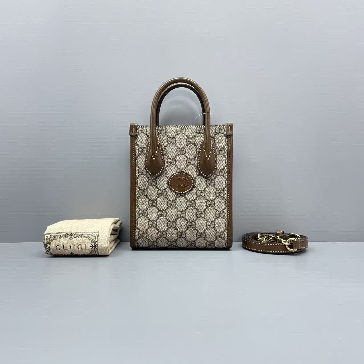 Gucci - Mini Tote - GG Supreme canvas with leather trim - Beige and Brown - (mini)