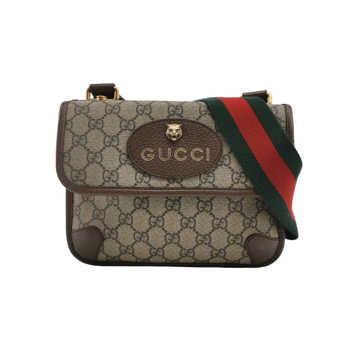 Gucci - Neo Vintage GG Supreme Messenger Bag - GG Supreme canvas with leather trim - Beige and Ebony with Brown trim - (small)