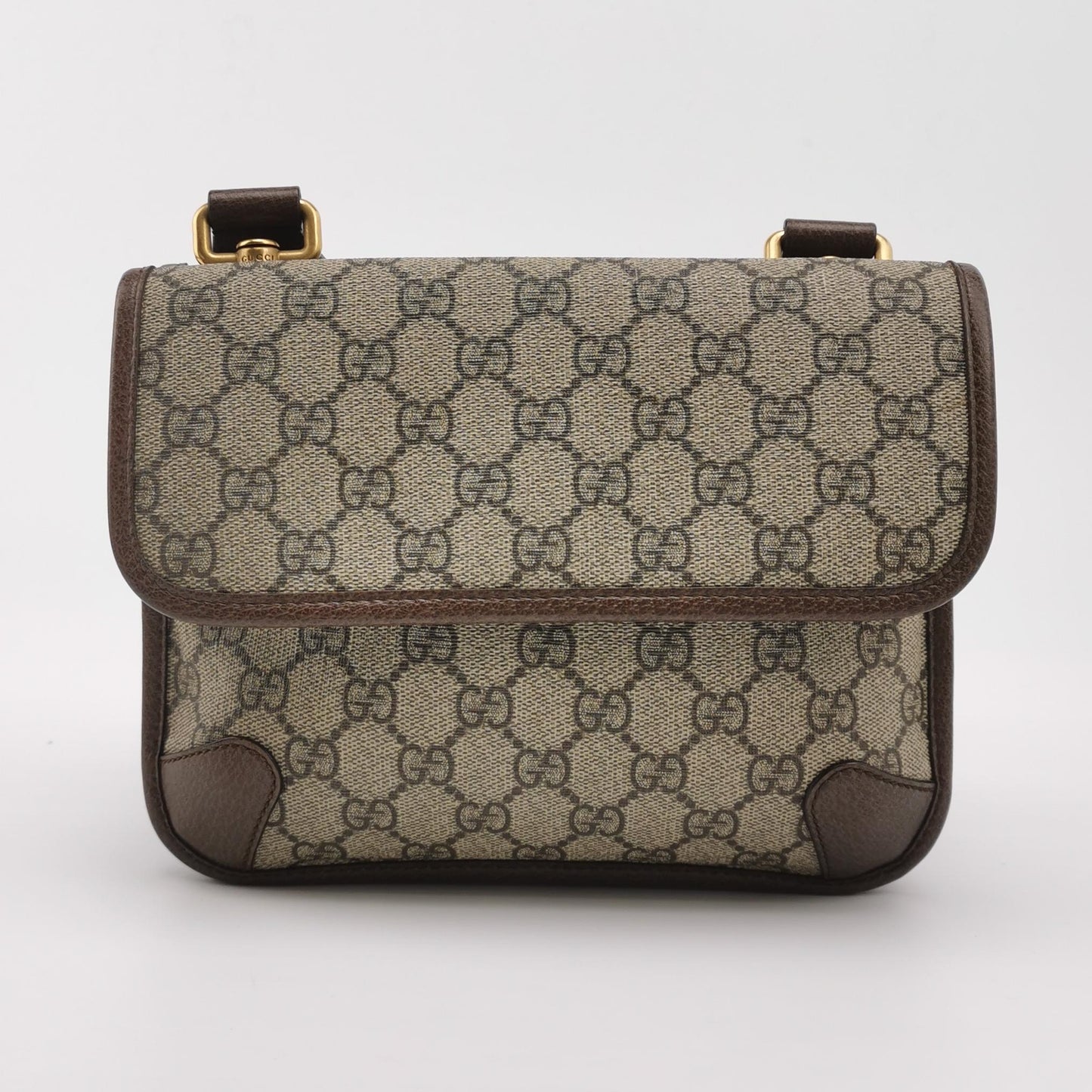 Gucci - Neo Vintage GG Supreme Messenger Bag - GG Supreme canvas with leather trim - Beige and Ebony with Brown trim - (small)